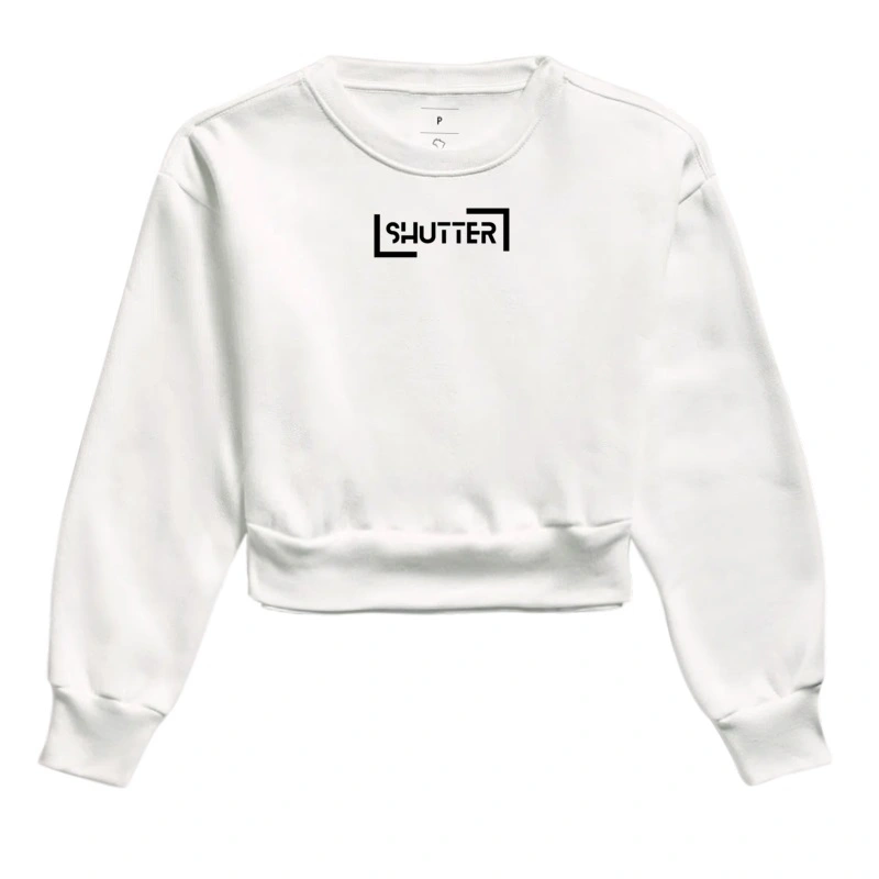 Moletom cropped feminino, shutter - Imagem 3