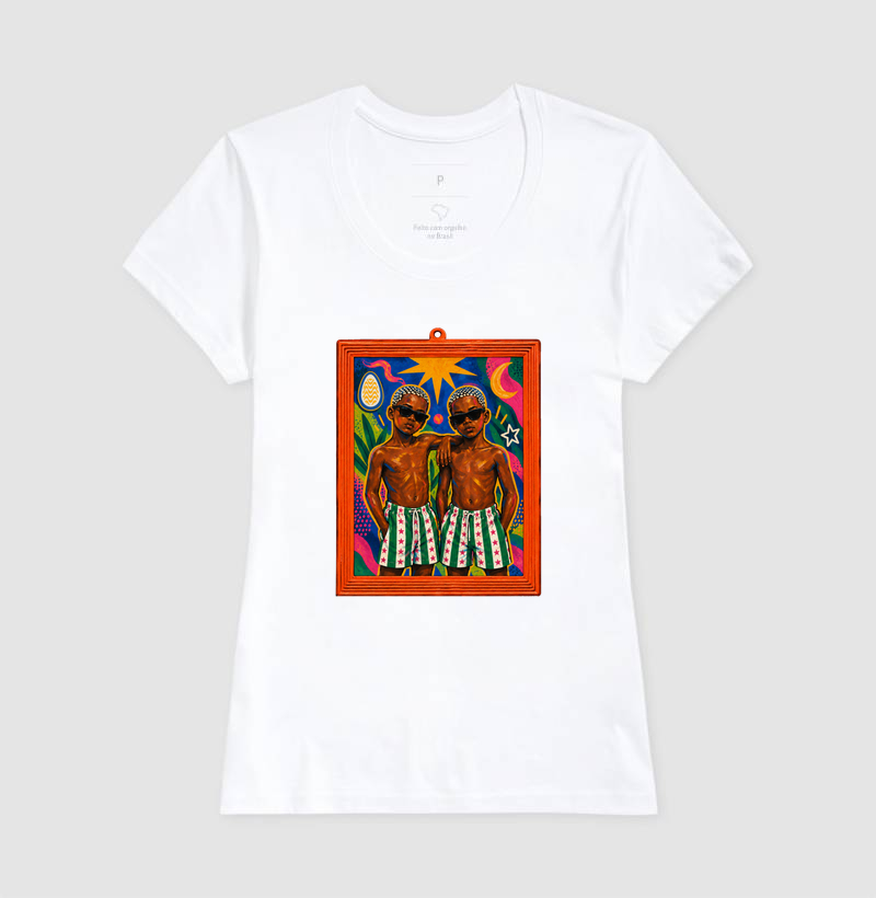 Camiseta São Cosme e Damião Moldura Espelho - Imagem 5