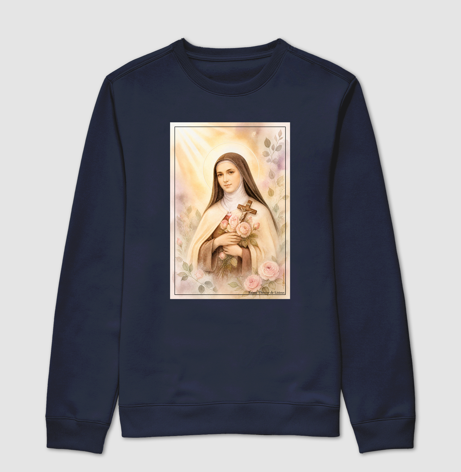 Santa Teresinha do Menino Jesus - Arte em Aquarela com Rosas - Imagem 5