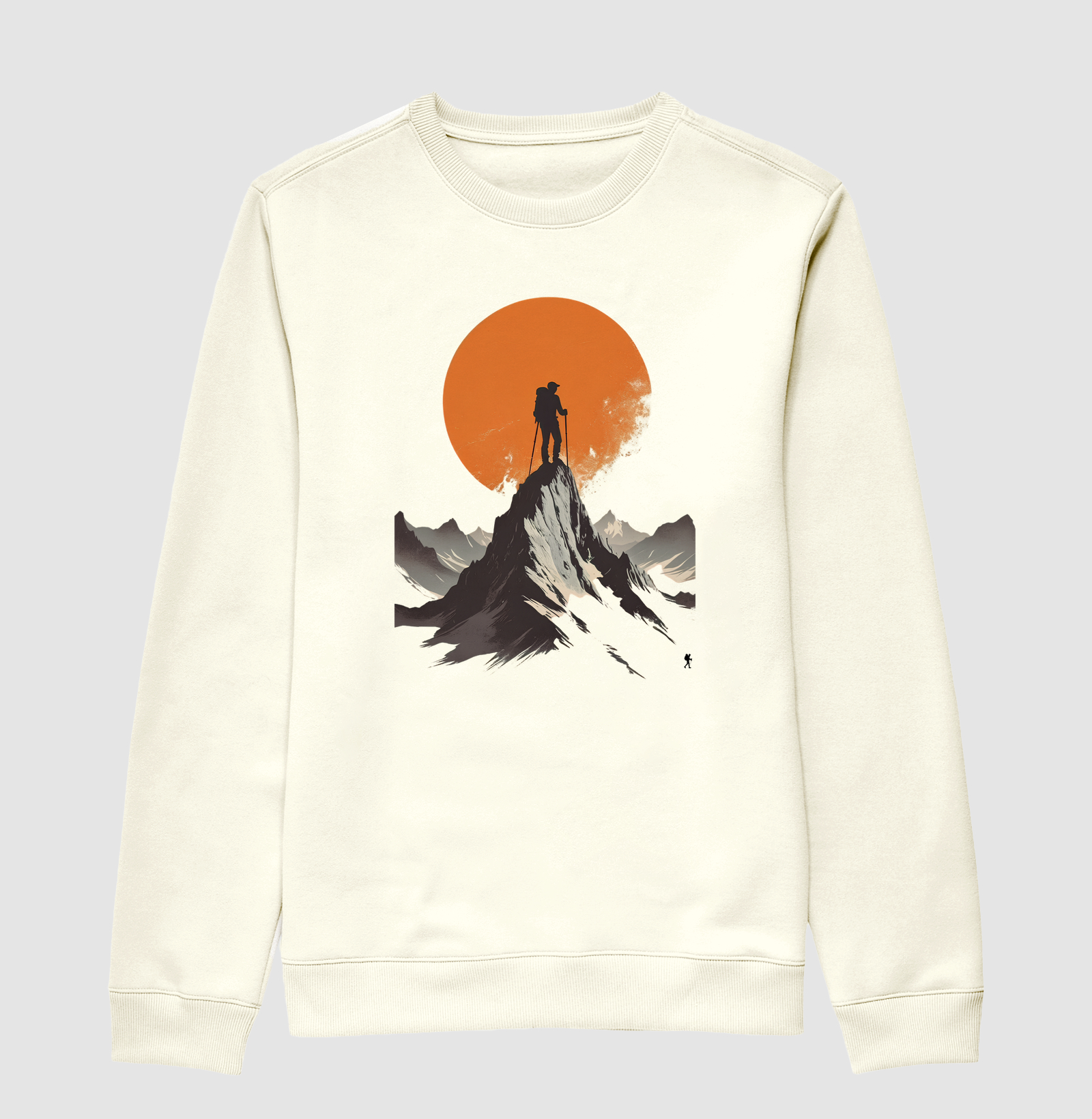 Camiseta Trilheiro no Topo da Montanha | Sol Laranja Silhueta Aventura | Colecao Fashion Travel - Imagem 2