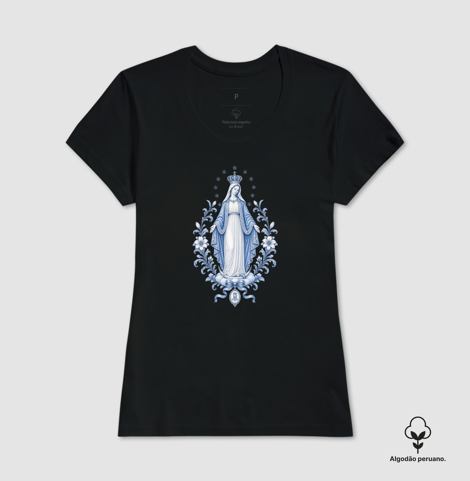 Virgem Maria blue - algodão peruano - Imagem 3