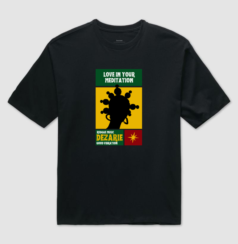 Camiseta Oversized Love In Your Meditation. Coleção Reggae.  Unissex. Algodão Premium. - Imagem 5