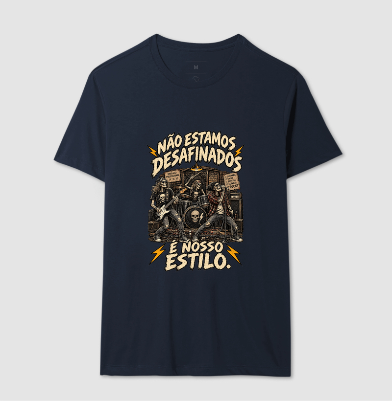 Camiseta Rock Não Estamos Desafinados – Caveiras, Guitarra e Estilo Rock’n’Roll - Imagem 4