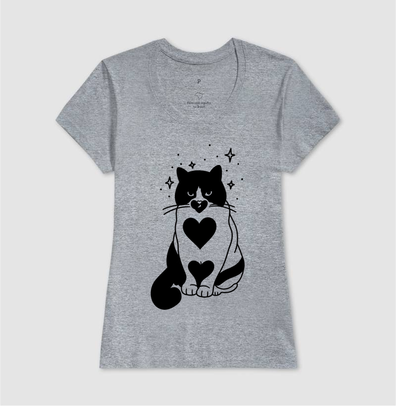 Camiseta Gato Coração - Imagem 5