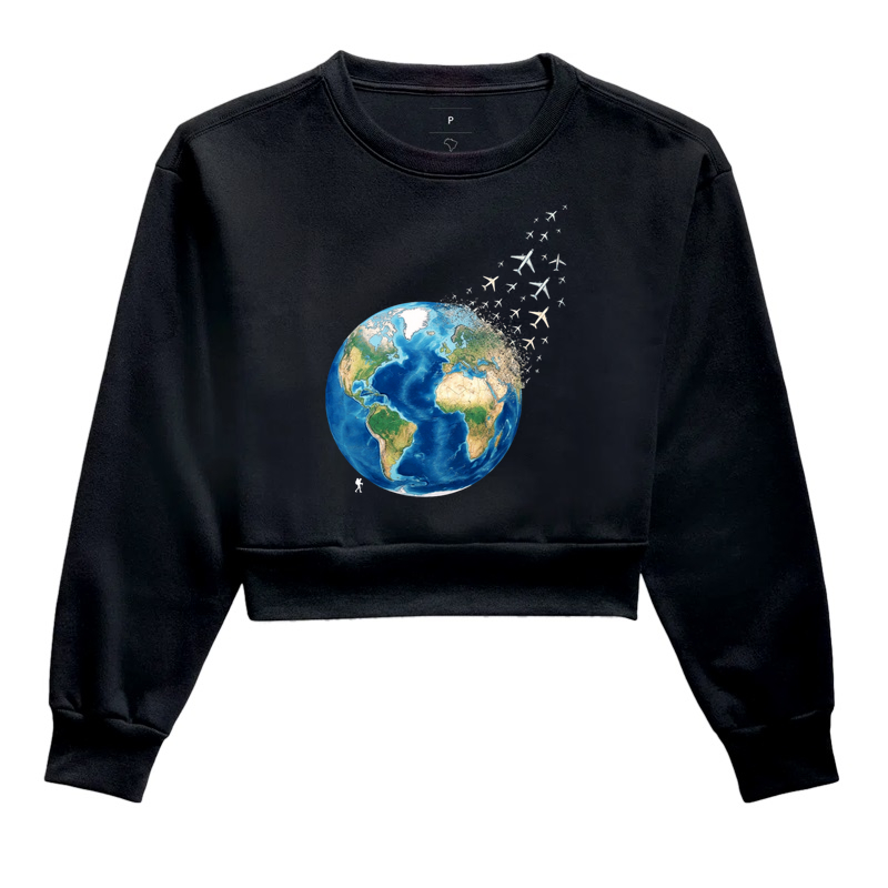Camiseta Globo Terrestre Avioes Dispersos | Arte 3D Viagem Mundo | Colecao Viciados em Viagem - Imagem 2
