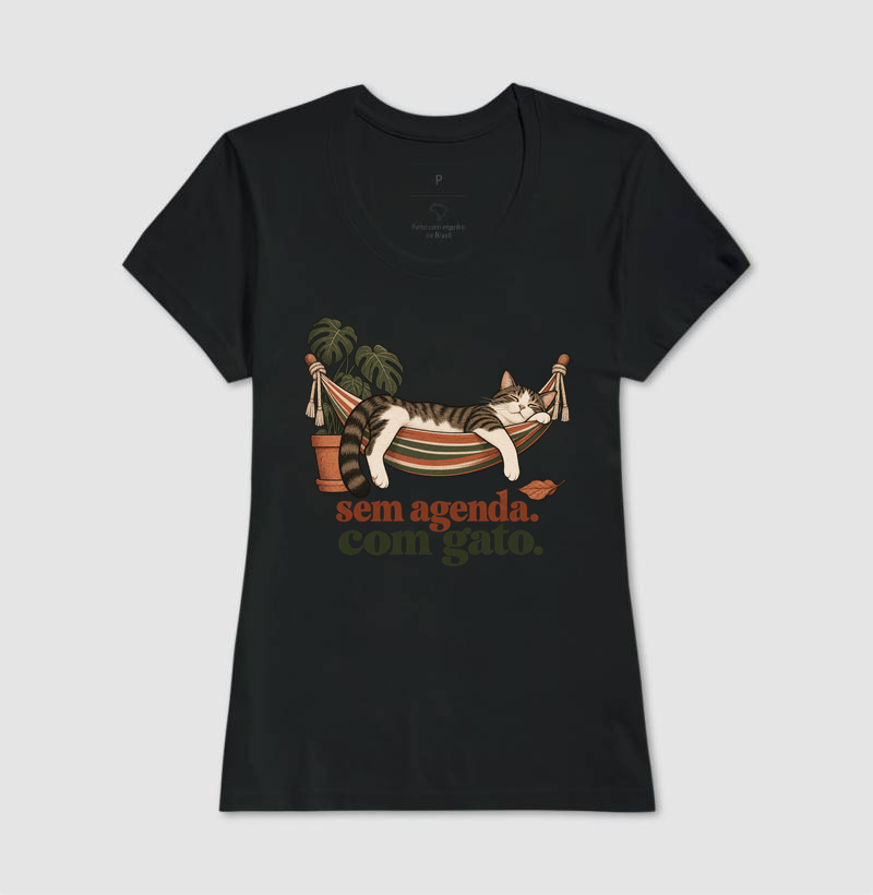 Camiseta Gato Descanso "sem agenda. com gato." | Pelo & Pano - Imagem 3