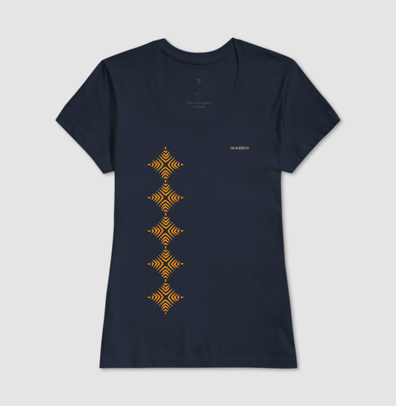 T-shirt Indígena- Grafismo Tsamata Piruara – A Escama que Guarda o Movimento do Rio - Imagem 7