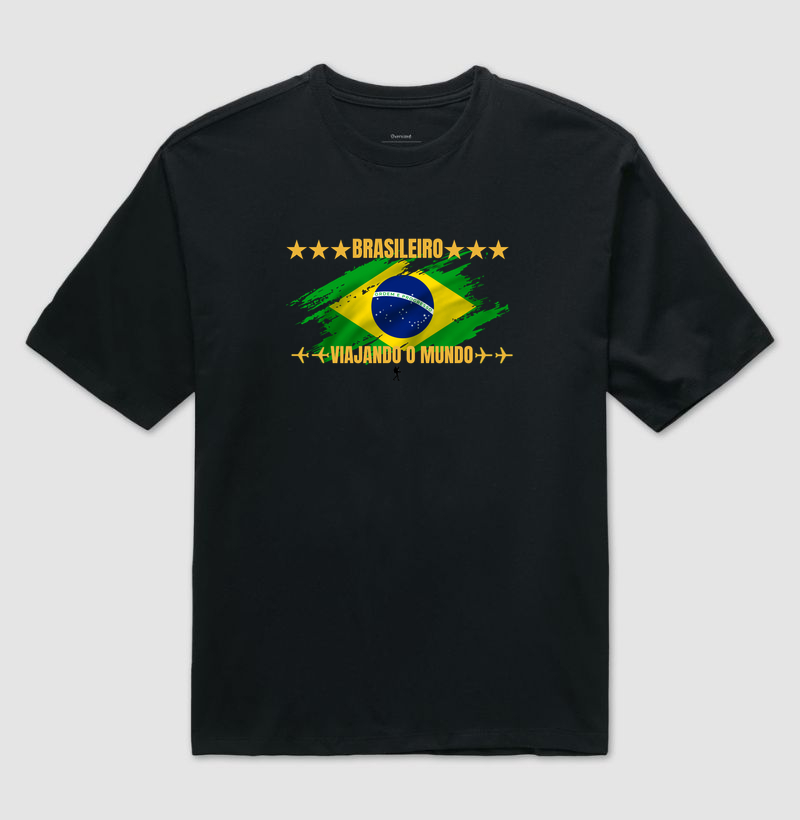 Camiseta Brasileiro Viajando o Mundo | Bandeira do Brasil Viagem | Colecao Viciados em Viagem | Excursionista - Imagem 2