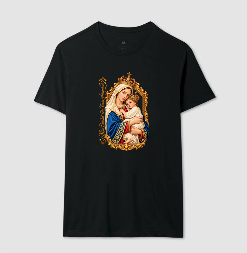 Camiseta Mãe Rainha Três Vezes Admirável Com Menino Jesus - Imagem 2