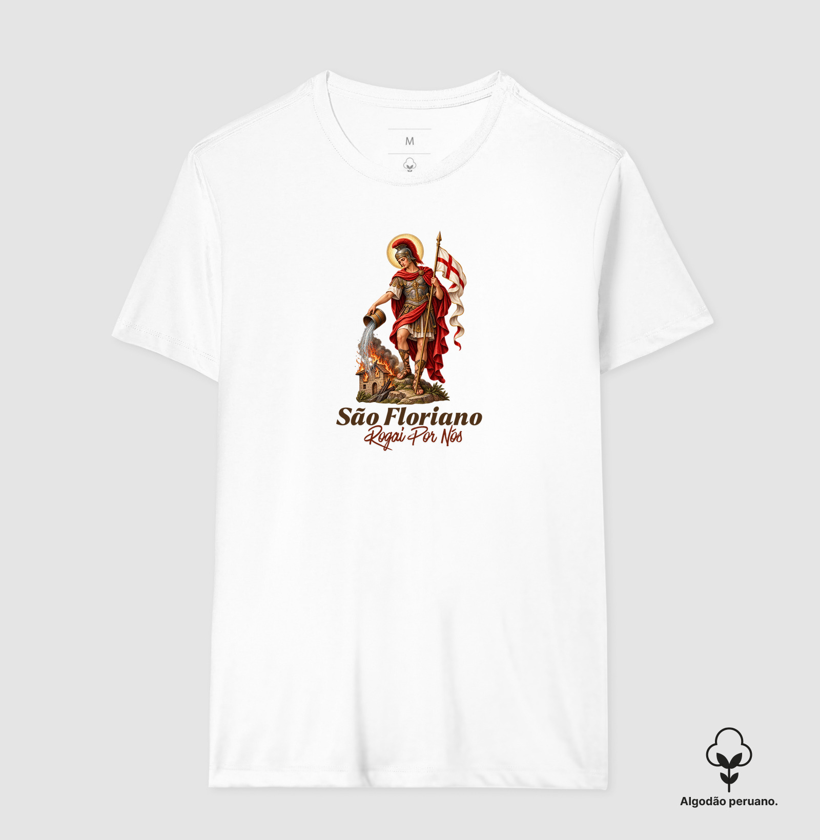 Camiseta Algodão Peruano São Floriano Rogai Por nós - Imagem 4