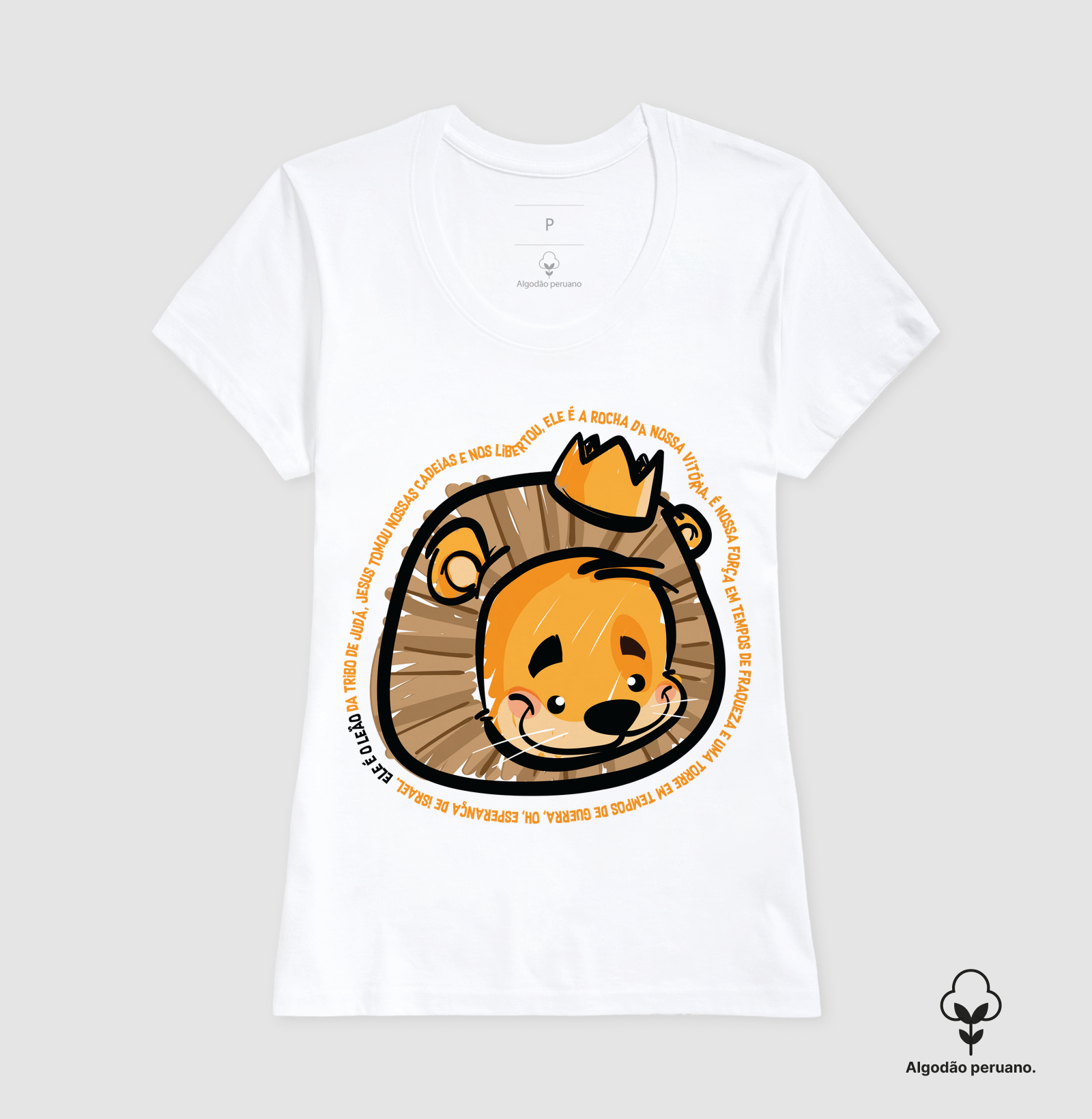 Camiseta Algodão Peruano Cristã Leão de Judá Ilustrado - Imagem 3