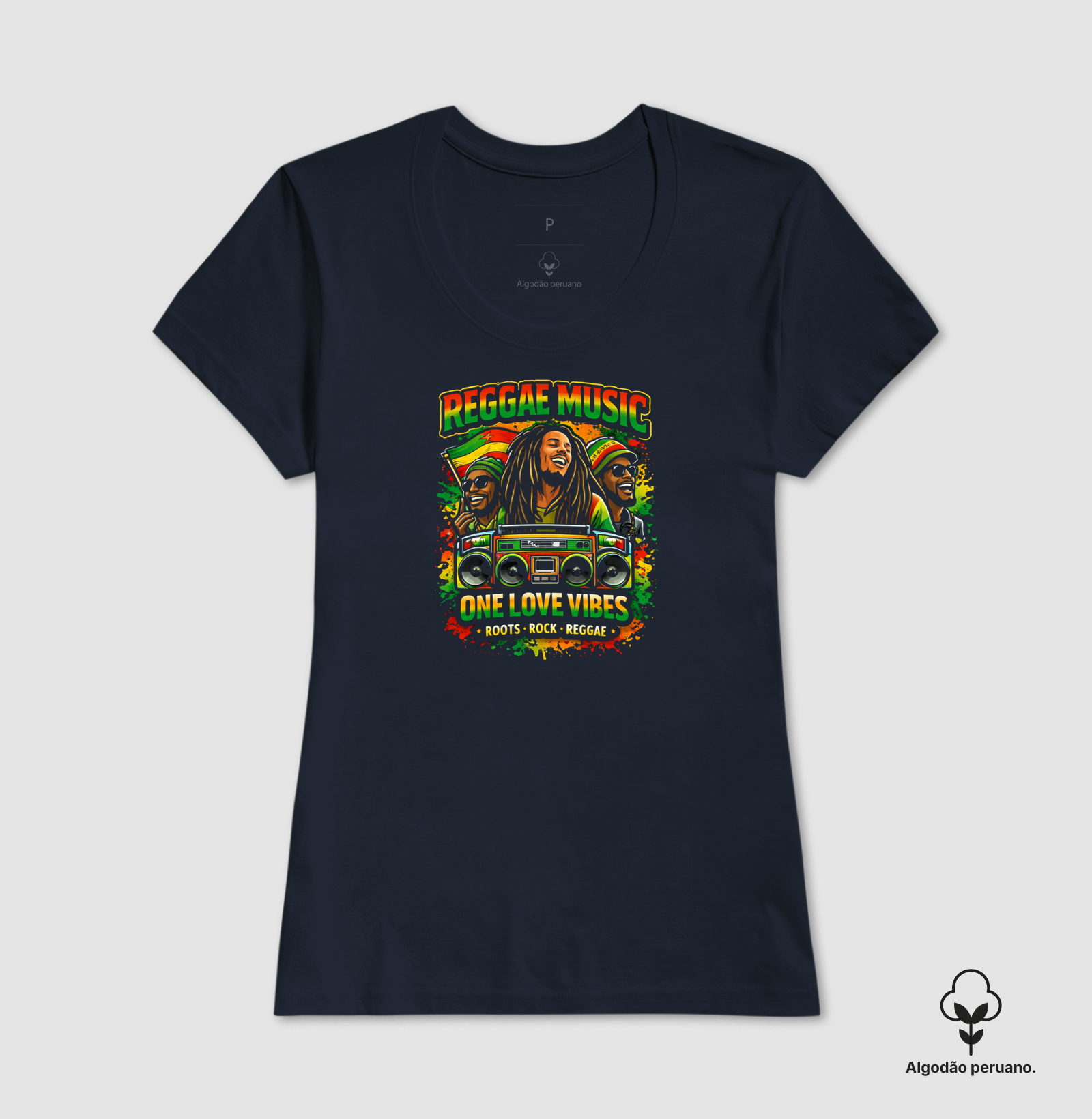 Camiseta One Love Vibes.  Coleção Reggae Music. Masculina e Feminina. Algodão Peruano. - Imagem 6