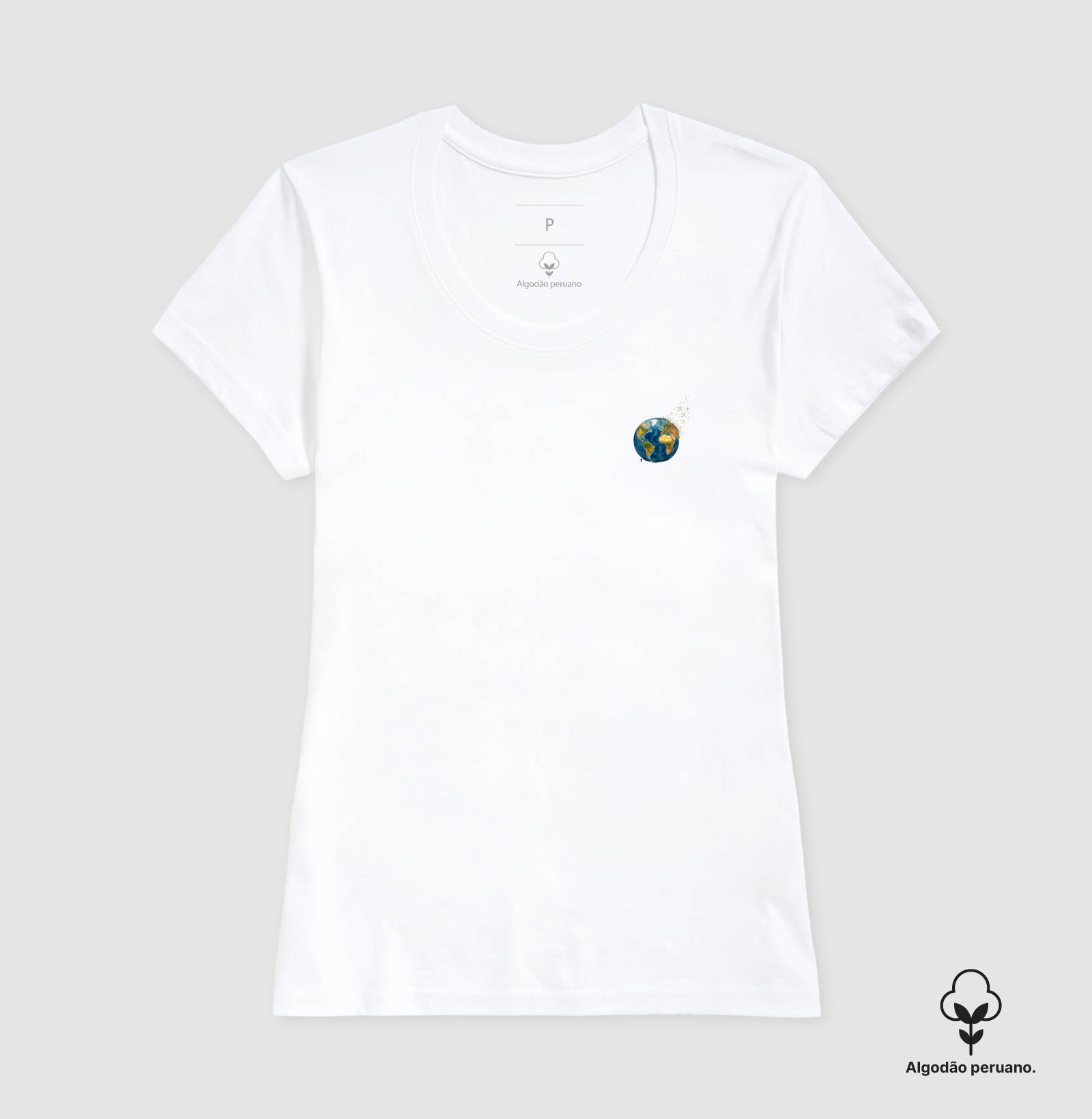 Camiseta Globo Terrestre Avioes Dispersos Bolso | Arte 3D Viagem Mundo Pocket | Colecao Viciados em Viagem - Imagem 6