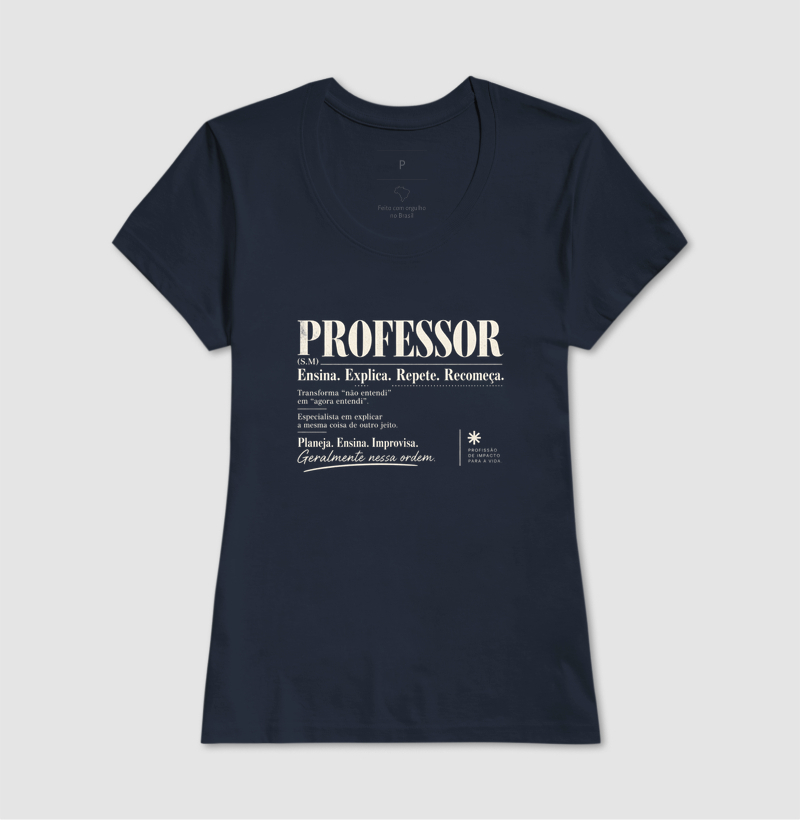 Camiseta Masculina Algodão Definição Professor Estampa Docente - Imagem 7