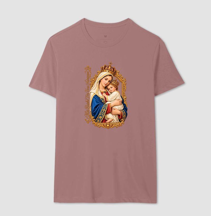 Camiseta Mãe Rainha Três Vezes Admirável Com Menino Jesus - Imagem 14