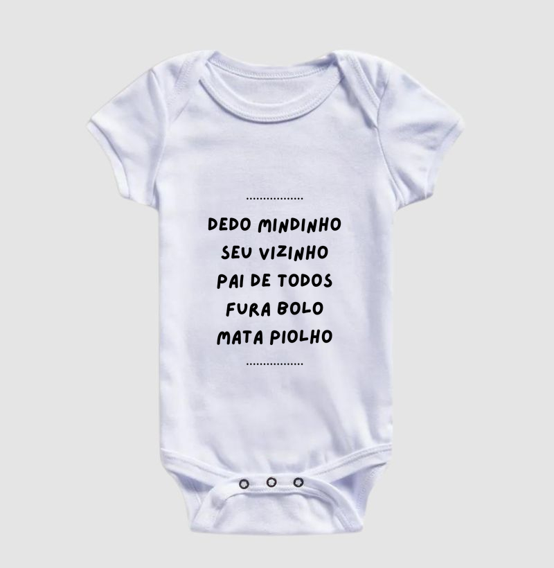 Body Infantil Dedo Mindinho - Letra Pretas