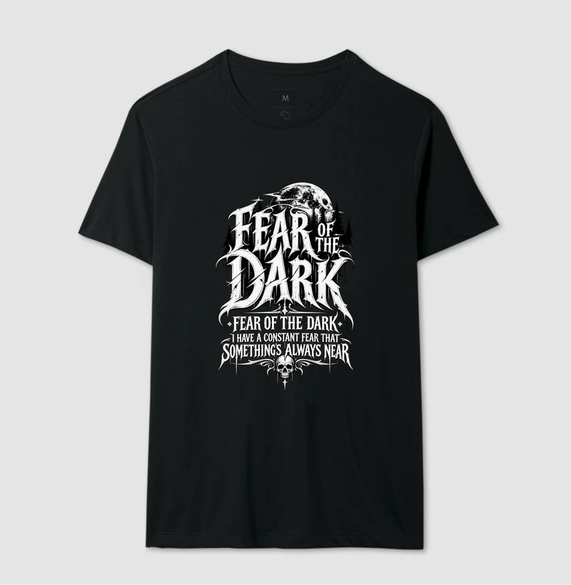Camiseta Fear of the Dark – Estampa Gótica Heavy Metal - Imagem 2