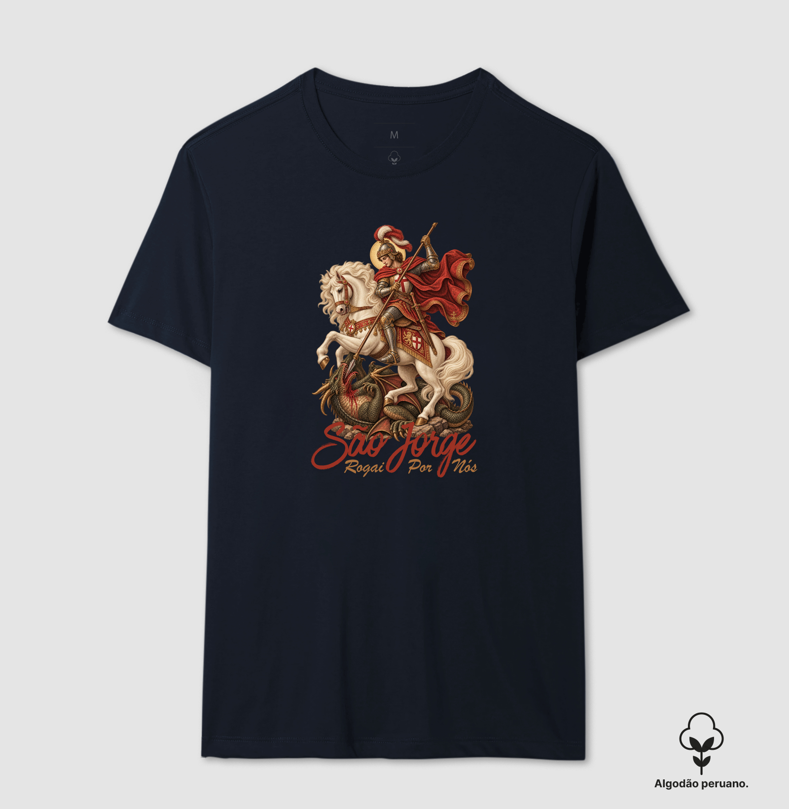 Camiseta Algodão Peruano São Jorge Rogai Por Nós - Imagem 4