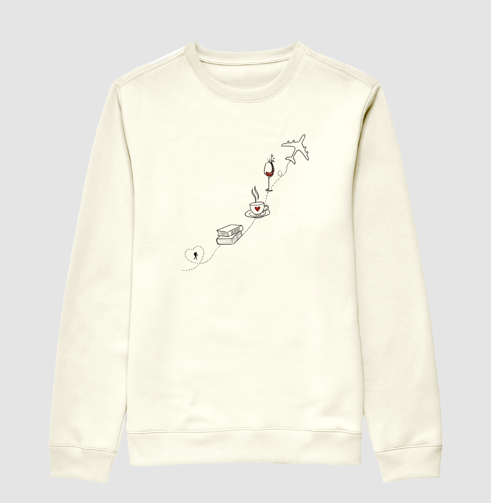 Camiseta Livro Cafe Vinho Aviao | Rota da Vida Viajante | Colecao Viciados em Viagem - Imagem 2