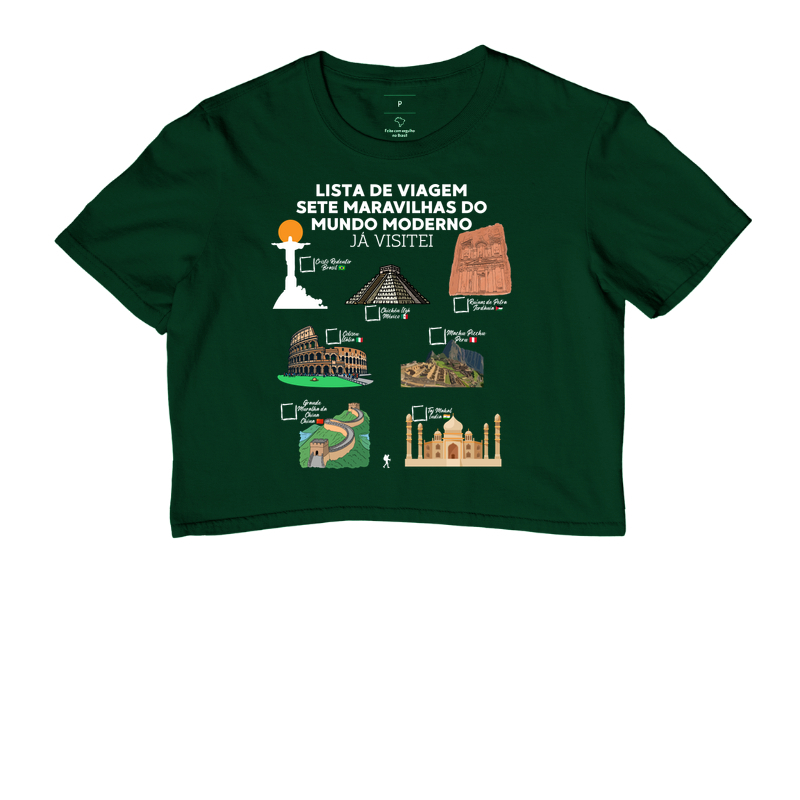 Camiseta Lista de Viagem Sete Maravilhas do Mundo Moderno | Marque as que Ja Visitou | Colecao Personalizaveis - Imagem 5