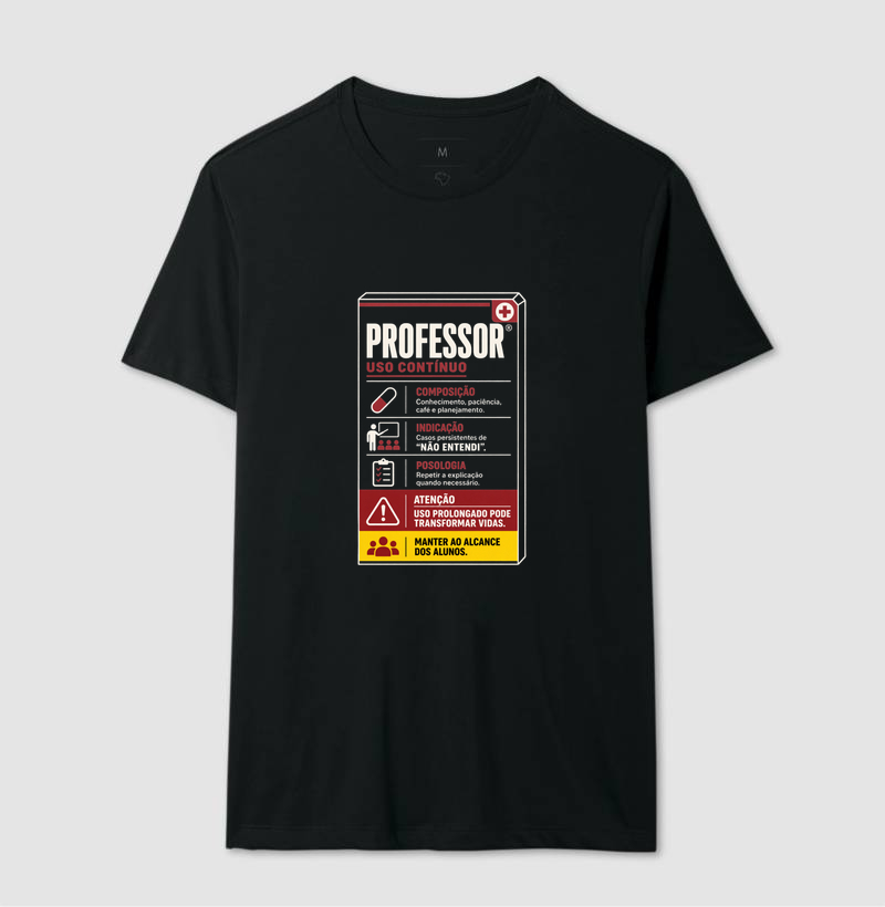 Camiseta Masculina Algodão Bula Professor Uso Contínuo - Imagem 2