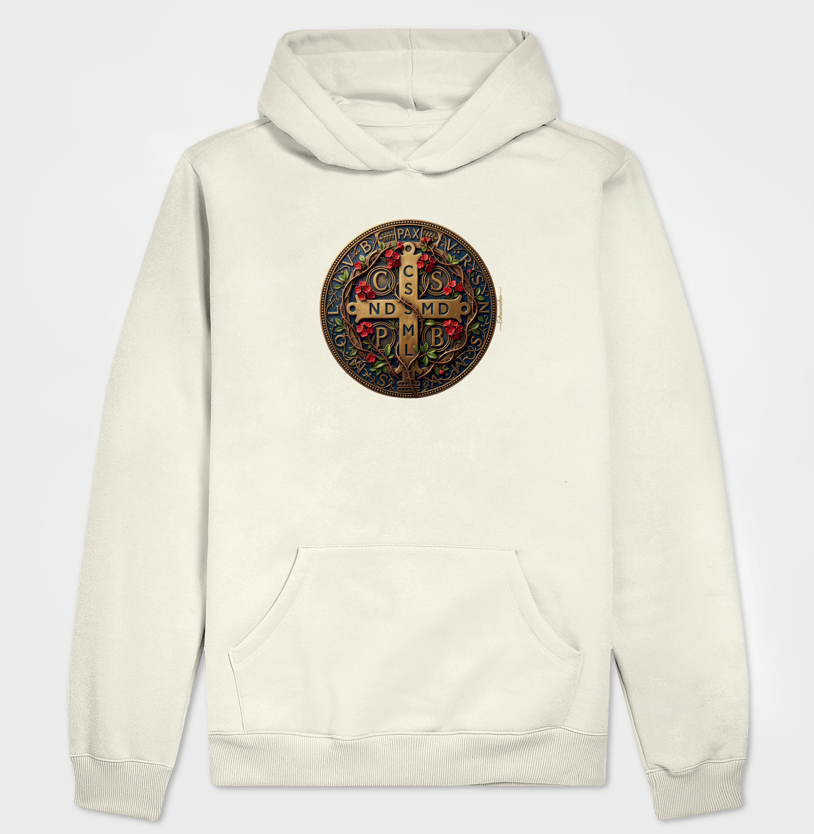 Medalha de São Bento e Flores Coroa-de-Cristo | Arte Sacra Exclusiva - Imagem 3