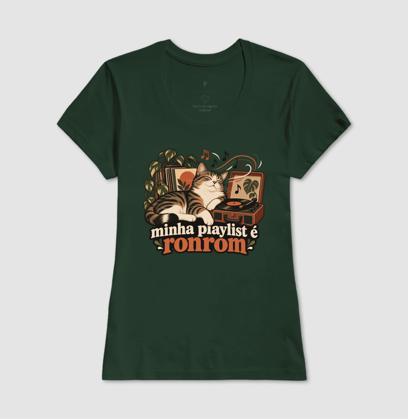 Camiseta Gato Música "minha playlist é ronrom" | Pelo & Pano - Imagem 13