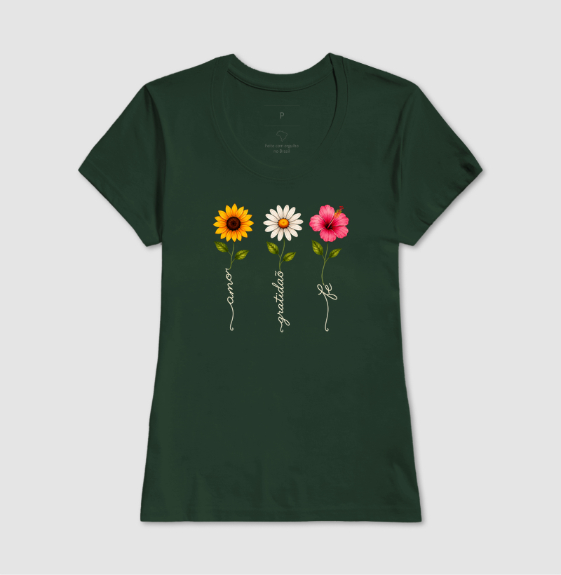 Camiseta Floresça com amor, fé e gratidão. - Imagem 13