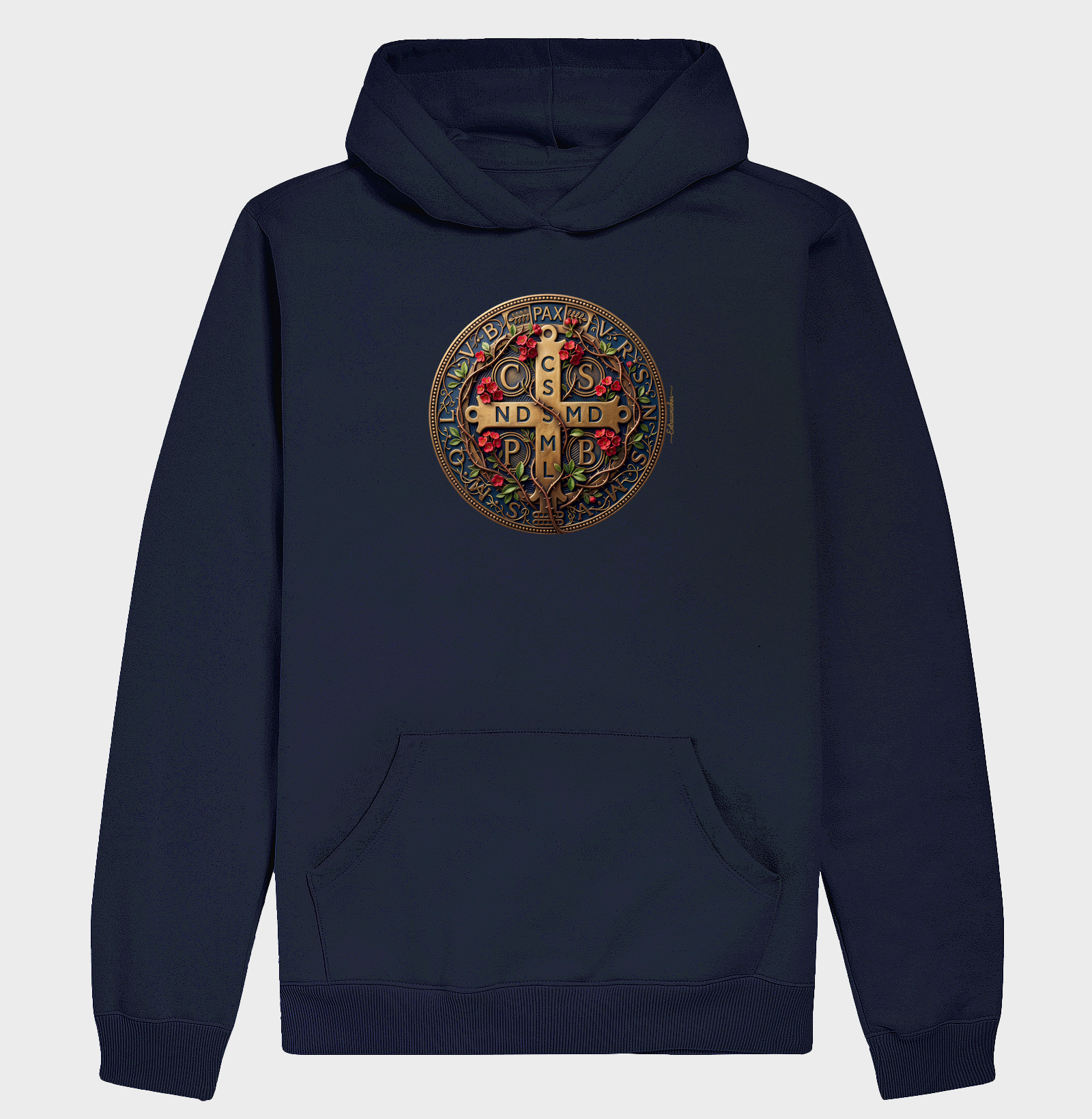 Medalha de São Bento e Flores Coroa-de-Cristo | Arte Sacra Exclusiva - Imagem 4