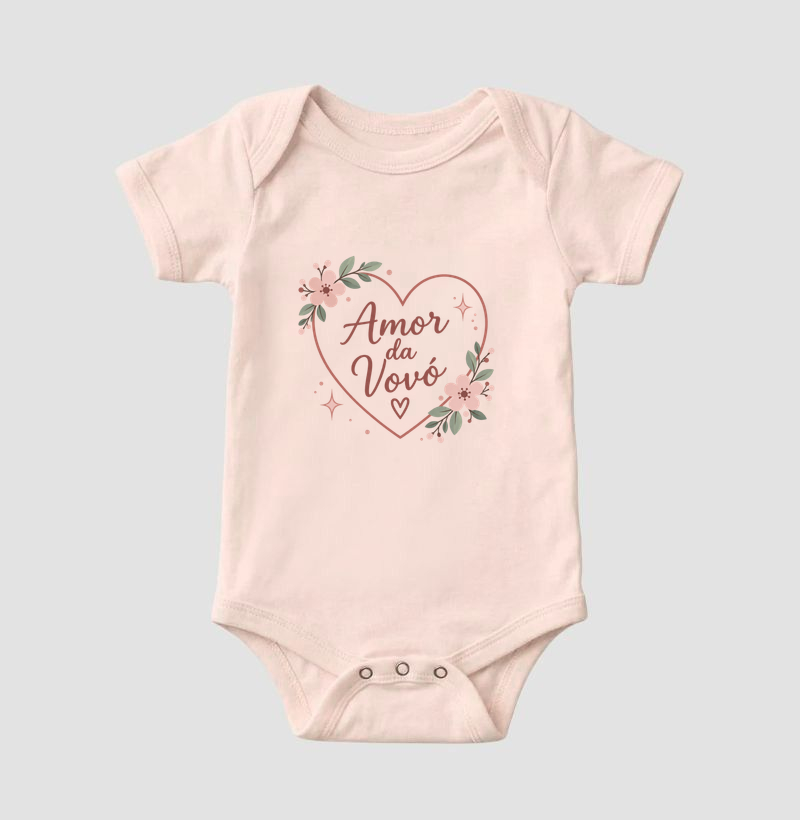 Amor da Vovó - coração e flores (body bebê) - Imagem 3
