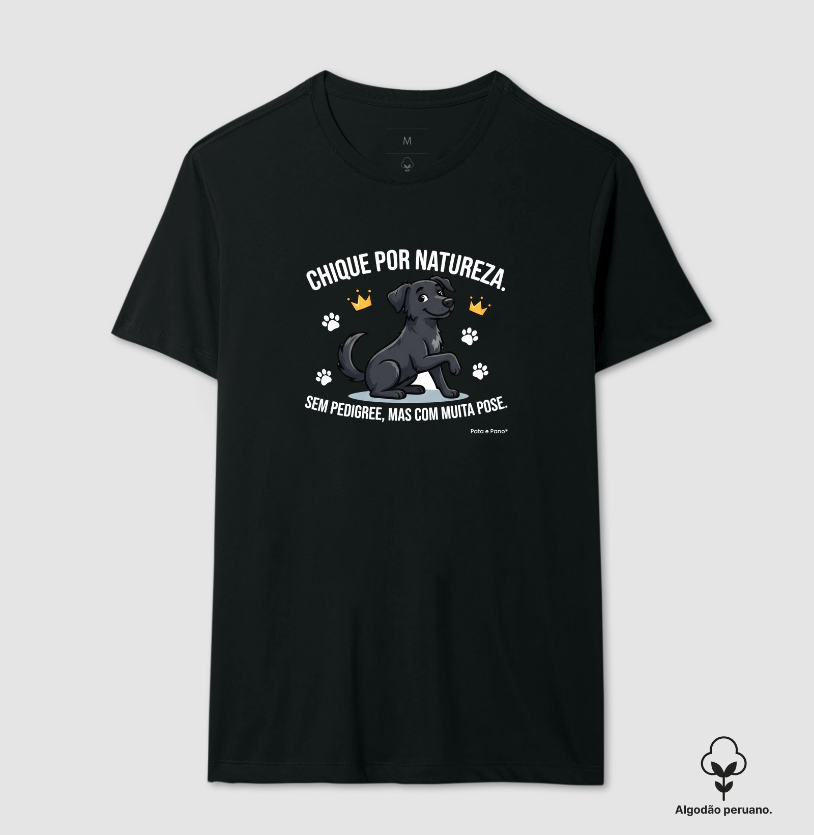 CAMISETA ALGODÃO PERUANO VIRA-LATA PRETO CHIQUE - Imagem 5