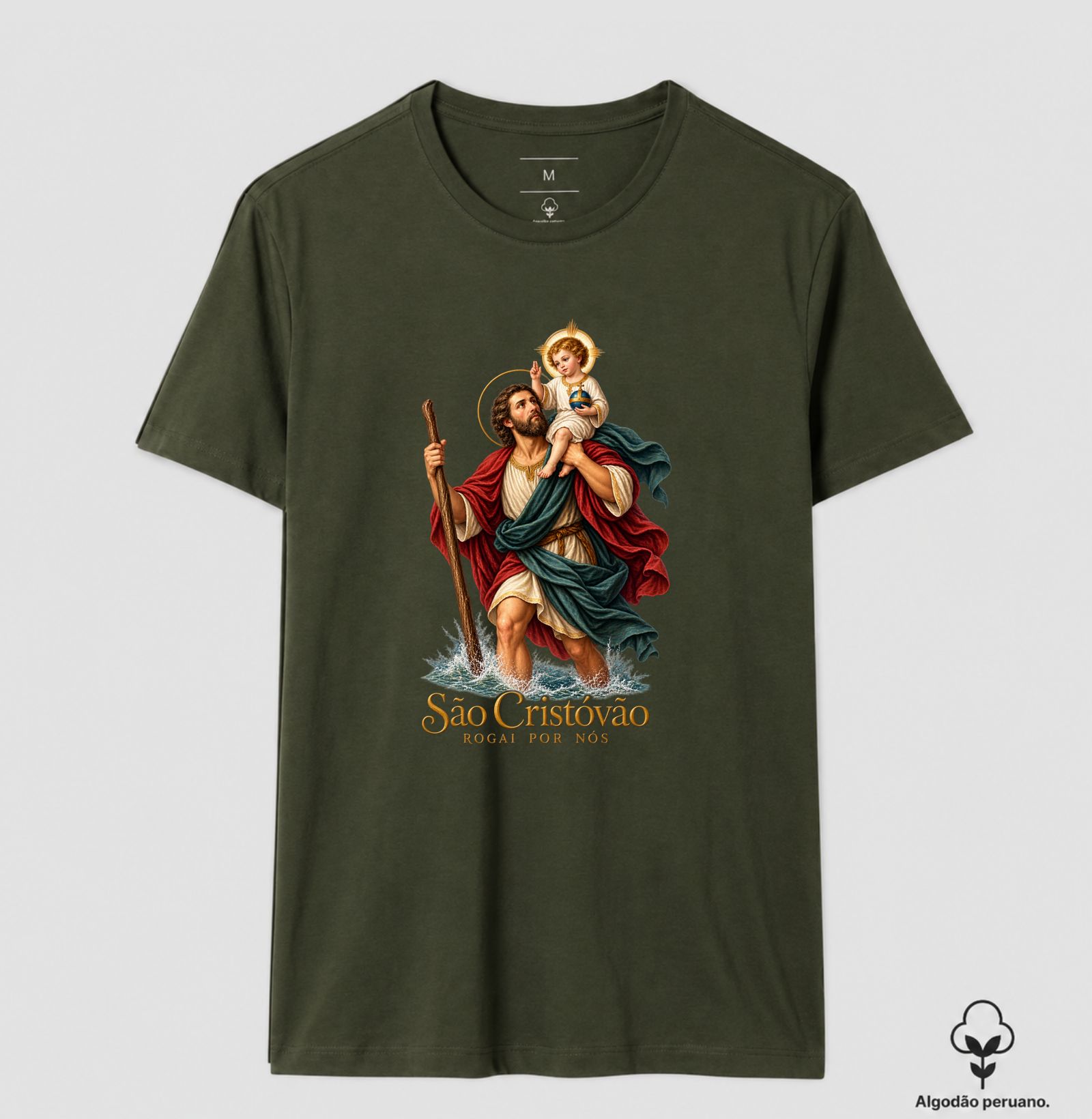 Camiseta Algodão Peruano São Cristóvão Rogai Por Nós - Imagem 9