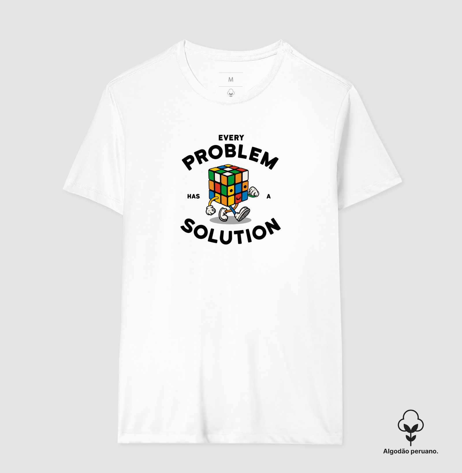 Camiseta Every Problem Has a Solution Rubik Retro Algodão Peruano - Imagem 2