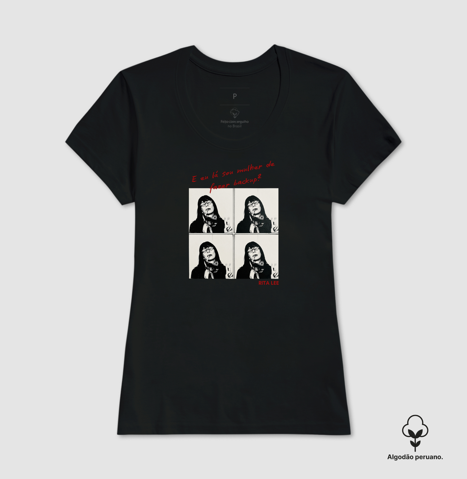 Camiseta Feminina Eu Lá Sou Mulher de Fazer Backup Frase Engraçada Pop Art Estampa Unissex - Imagem 4