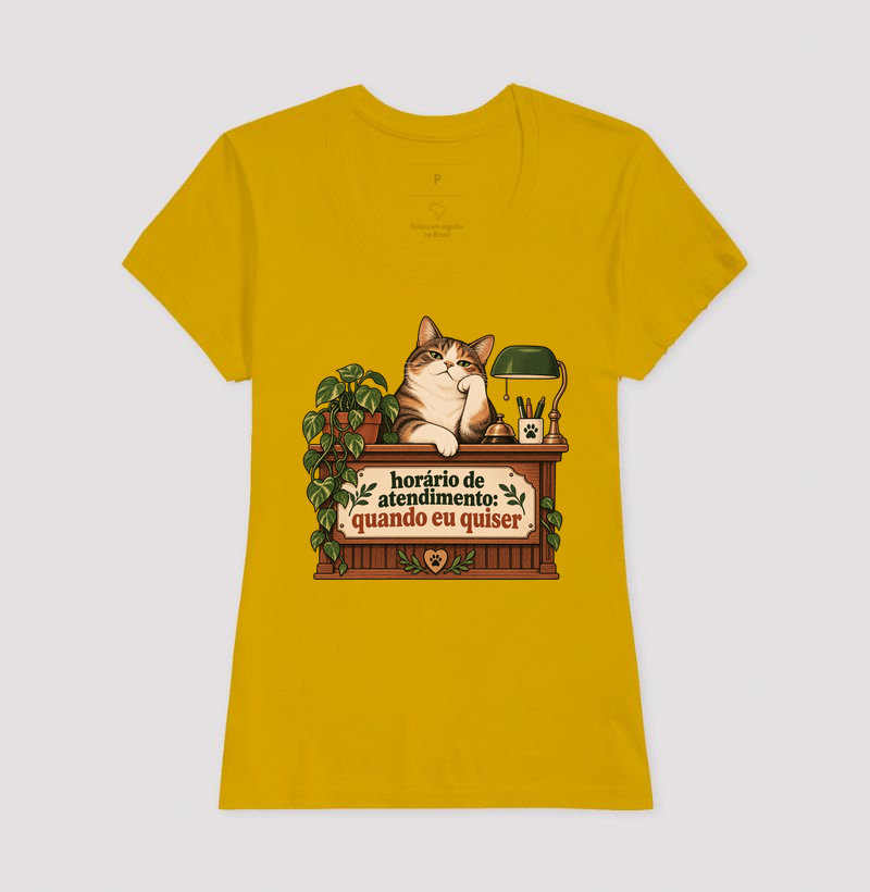 Camiseta Gato Engraçada "horário de atendimento" | Pelo & Pano - Imagem 15