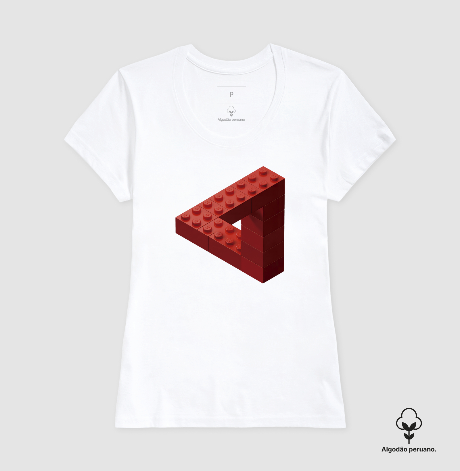 Camiseta Algodão Peruano Ilusão de Blocos - Imagem 2