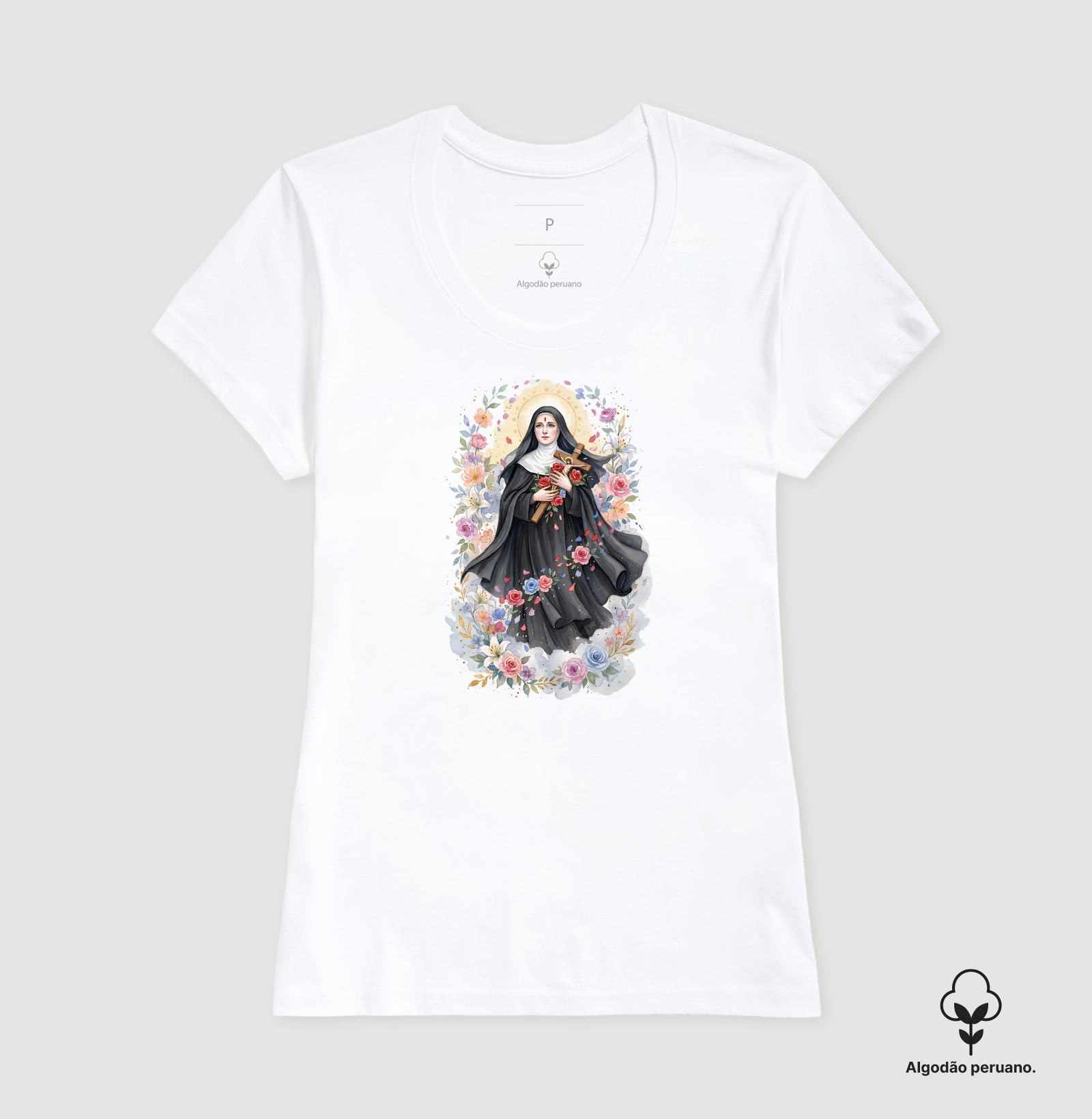 Santa Rita de Cássia - Aquarela com Rosas - Imagem 3