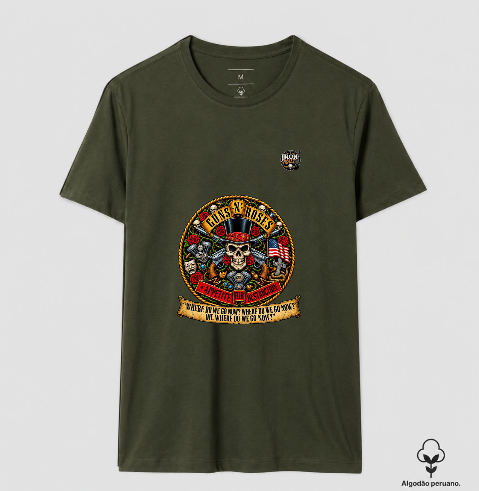 Camiseta Guns N’ Roses Caveira, Rosas e Revólveres - Imagem 8