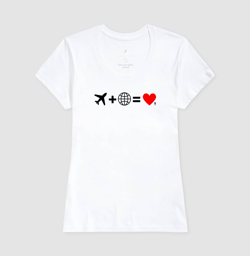 Camiseta Aviao Mais Mundo Igual Amor | Equacao Viagem Minimalista | Colecao Viciados em Viagem - Imagem 8