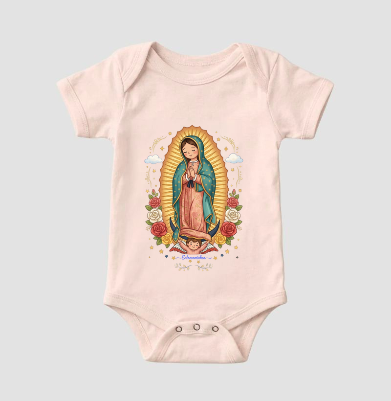 Nossa Senhora de Guadalupe Floral - Rosa e Dourado - Imagem 3