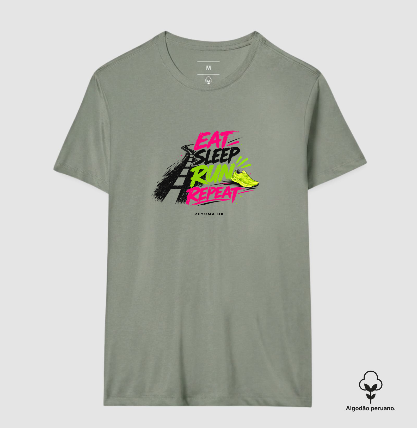 Camiseta Masculina, Feminina, Babylook e Unissex de Algodão Peruano Corrida "Eat, Sleep, Run, Repeat"  - Imagem 5
