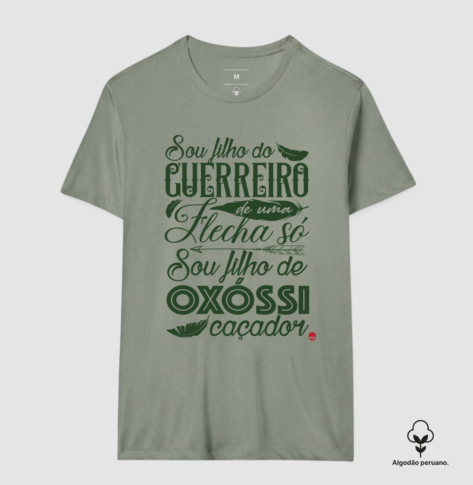 Camiseta Umbanda Oxóssi - Sou filho de um Guerreiro - Em Algodão Peruano - Imagem 6