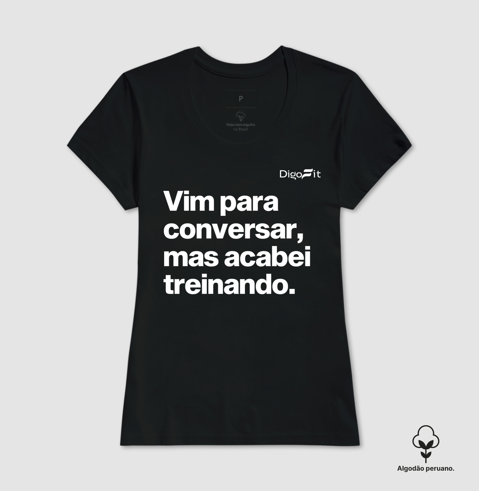 CAMISETA ALGODÃO PERUANO ACADEMIA VIM PARA CONVERSAR - Imagem 3