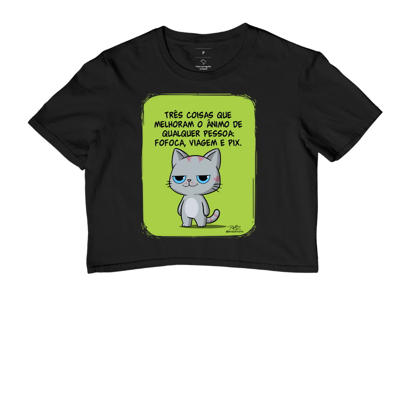 Camiseta Gato Sincero Fofoca Viagem e Pix - Imagem 2