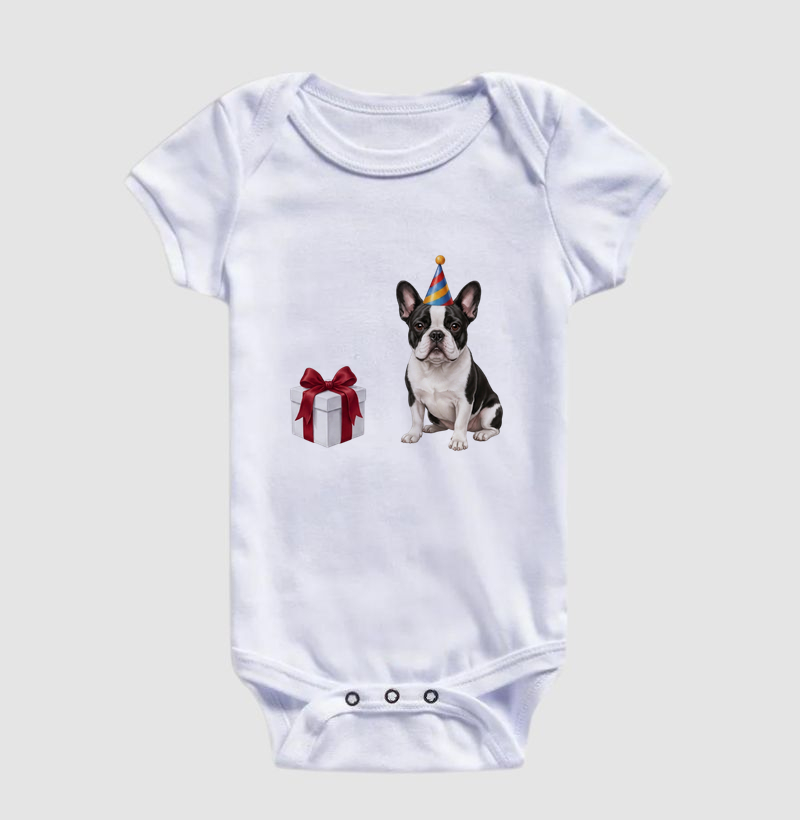 Bulldog (Buldogue) Francês Preto e Branco - Aniversário - Imagem 3