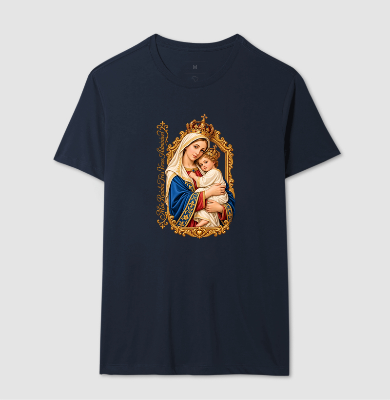 Camiseta Mãe Rainha Três Vezes Admirável Com Menino Jesus - Imagem 6