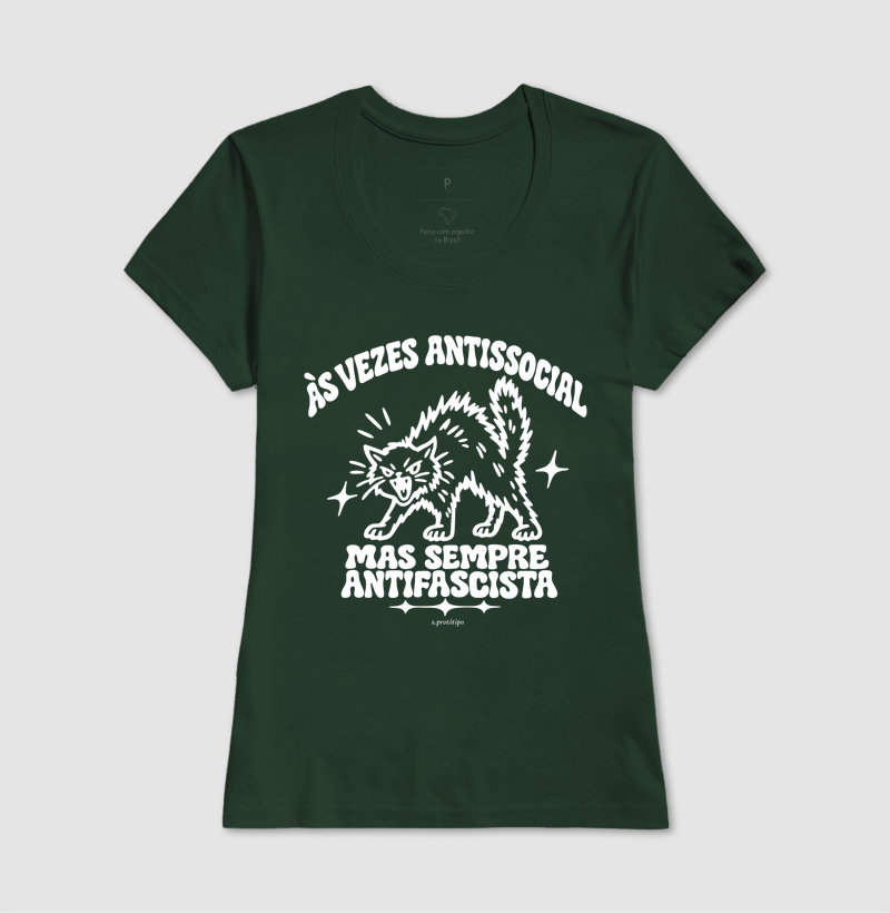 Camiseta Às Vezes Antissocial, Mas Sempre Antifascista (a virada) - Imagem 11