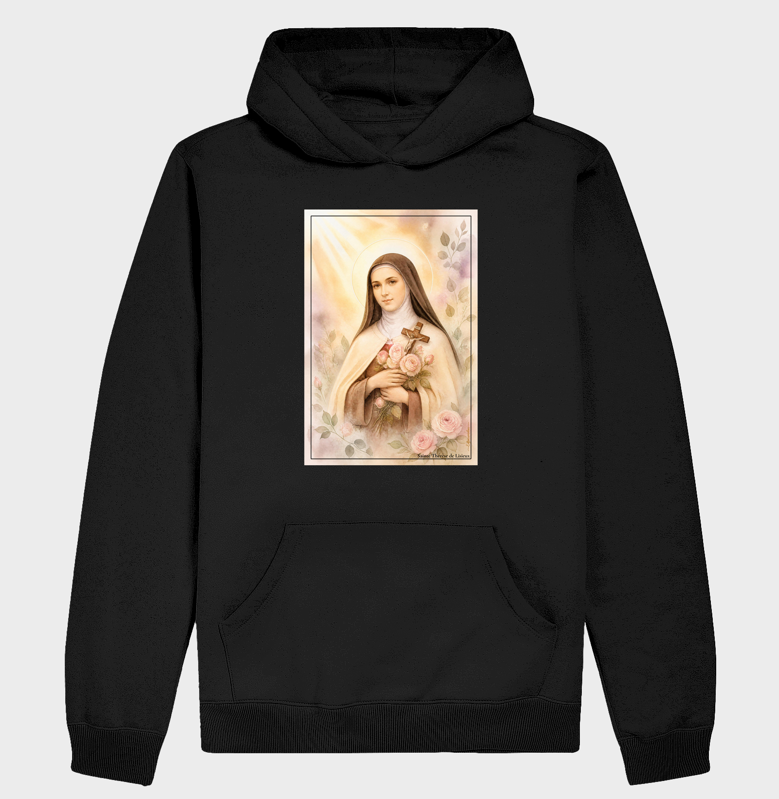 Santa Teresinha do Menino Jesus - Arte em Aquarela com Rosas - Imagem 2