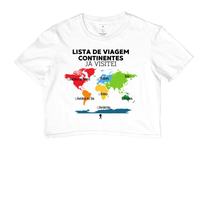 Camiseta Lista de Viagem Continentes Ja Visitei | Mapa Mundi Auto Personalizavel | Colecao Personalizaveis - Imagem 3