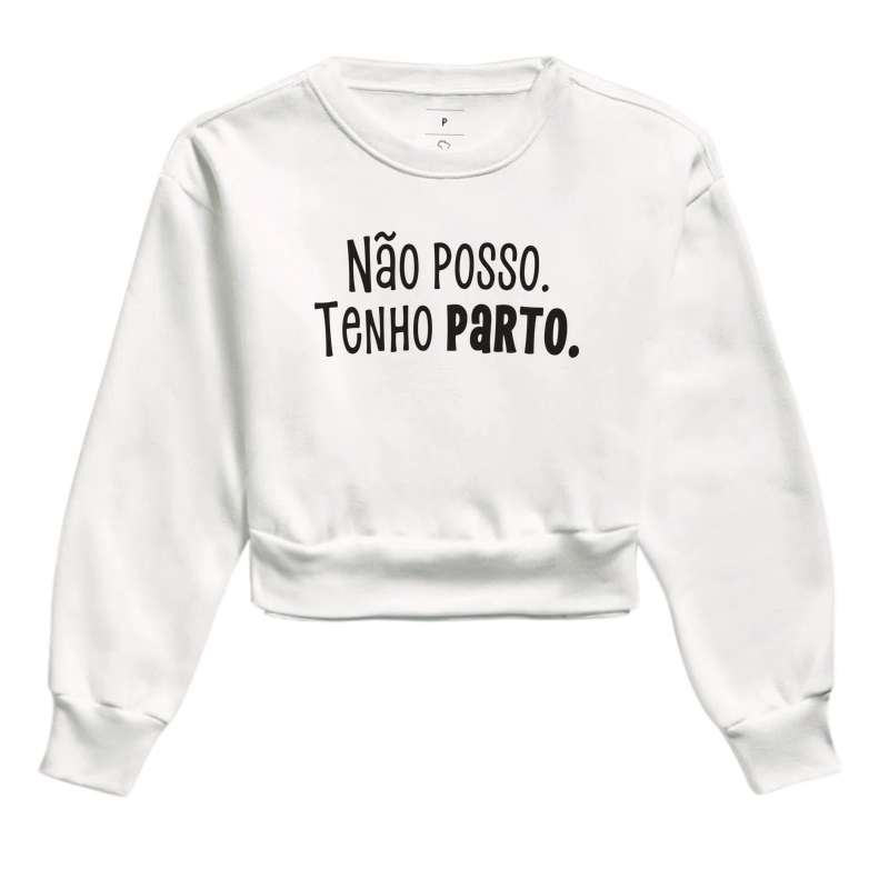 Não posso. Tenho parto. Moleton Cropped - Imagem 3